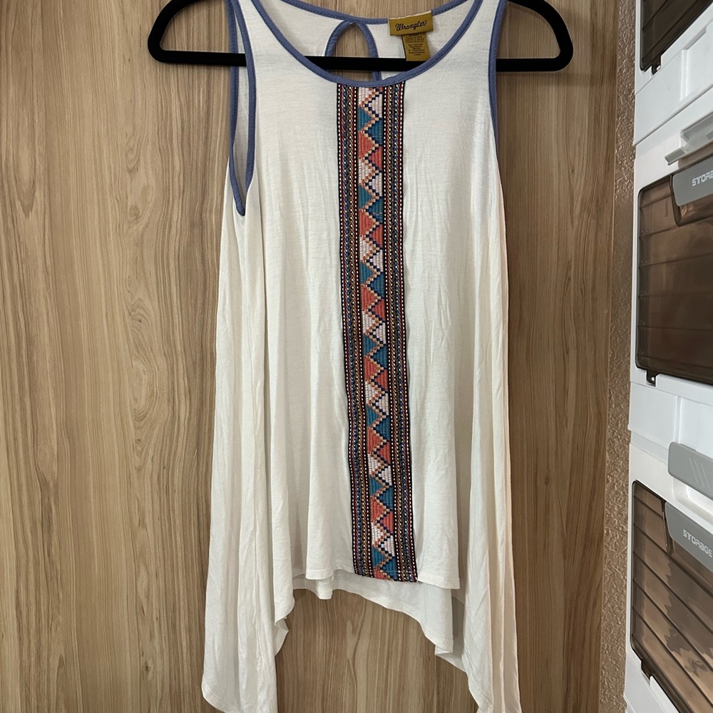 Wrangler Cream Tank Top with Geometric Design